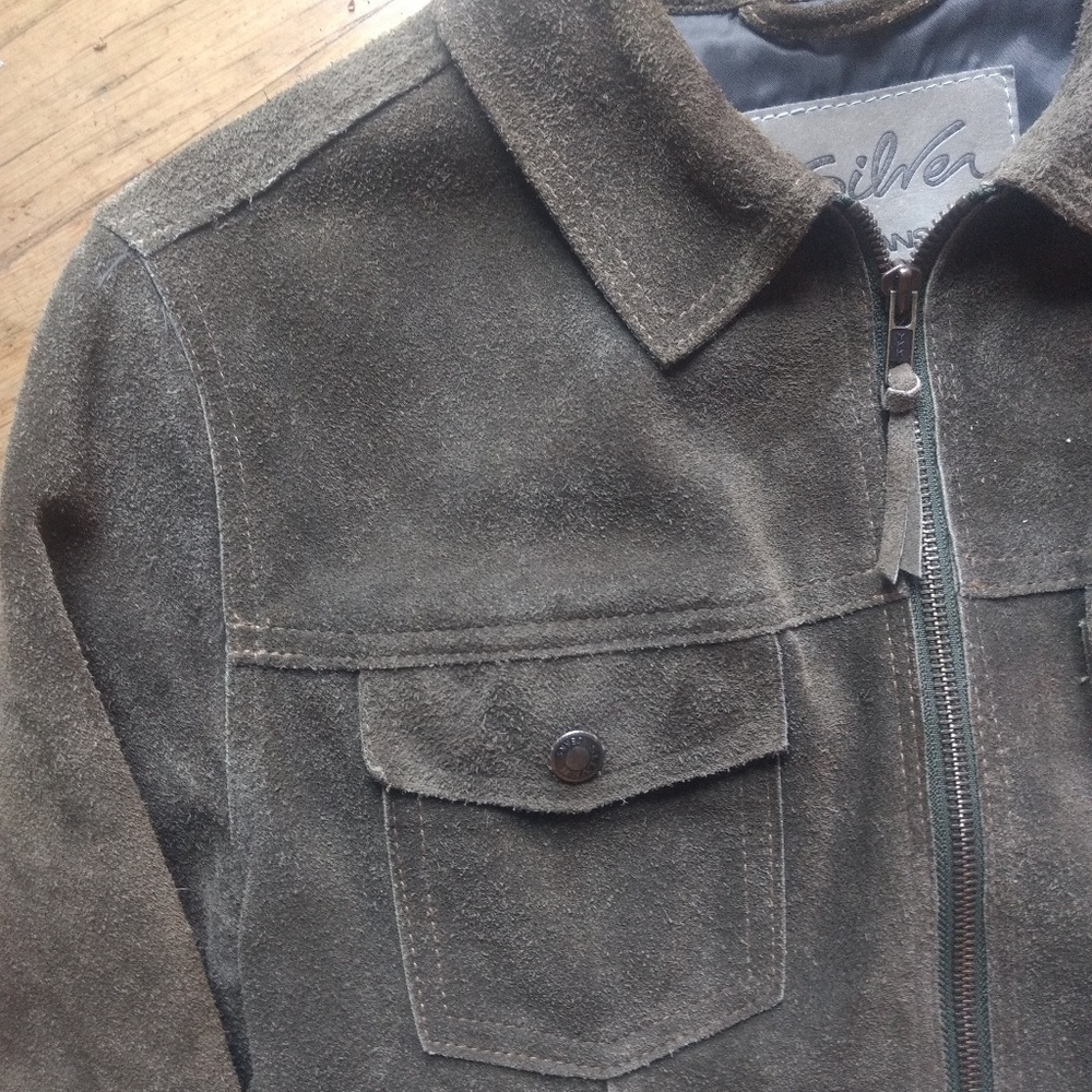 Brown greenish 100% leather jacket